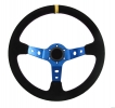 Sportovní volant SW018 - 350mm semiš / 90mm - černý/modrý | 