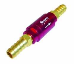 Zpětný ventil celo hliníkový Sytec - hadice 10mm - červený