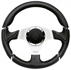 Volant Momo Millenium 350mm - černý/stříbrný - kůže