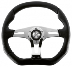 Volant Momo Trek R 350mm - černý/stříbrný - kůže (homologace)
