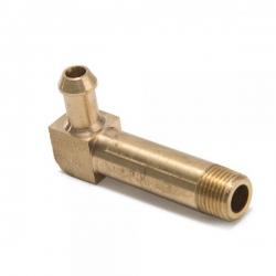 Fitinka 1/8"-NPT koleno 90° na hadici 6mm (1/4") dlouhá - mosazná