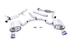 Catback výfuk Milltek Audi A4 B9 2.0 TFSI Quattro Sedan/Avant (16-) - verze s rezonátorem Road+ - koncovky titanové modré