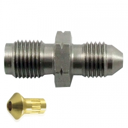 Propojovací adaptér rovný D-03 (AN3) 3/8x24-UNF - M12 x 1,5 - samec - nerezový + konvexní adaptér