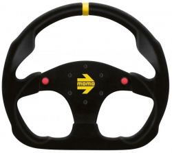 Volant Momo Modell 30/30 B 320mm - černý/černý - semiš (s tlačítky)