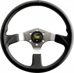 Volant OMP Asso 350mm - černý/chrom - kůže