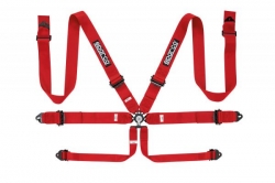 Bezpečnostní pás Sparco 04818RAL 3" 6-bodový červený - karabina (FIA homologace)