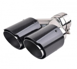 Koncovka výfuku Jap Parts karbonová - kulatá zkosená duální průměr 2x 89mm - montážní průměr 63,5mm