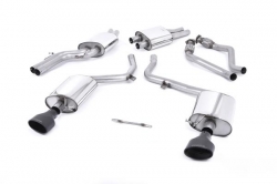 Catback výfuk Milltek Audi S4 B8 3.0 V6 Supercharged (09-12) - verze s rezonátorem - koncovky černé Oval (homologace)