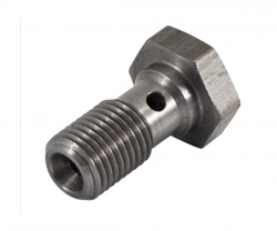 Průtokový šroub na banjo D-03 (AN3) 3/8"x24-UNF - délka 24mm - nerezový