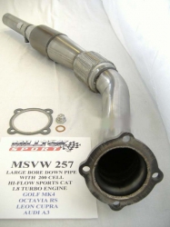 Downpipe / první díl výfuku Milltek 76mm K03 1.8T se závodním katalyzátorem 200