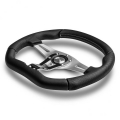 Volant Momo Trek R 350mm - černý/stříbrný - kůže (homologace)