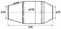 Závodní katalyzátor HJS 120 x 236mm - 70mm (FIA)