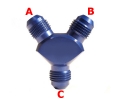 Y blok rozbočovací adaptér 1/8-NPT x D-03 (AN3) 3/8x24-UNF x D-03 (AN3) 3/8x24-UNF