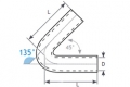 Hliníkové (Alu) koleno 135° - průměr 63mm (2,5 palce) - délka 60cm