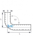 Hliníkové (Alu) koleno L - průměr 38mm (1,5 palce) - délka 60cm